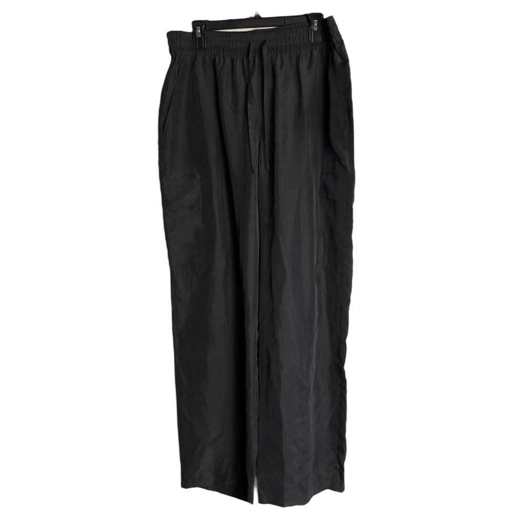 Eileen Fisher Womens Medium Black Washed Silk Cargo Pants NWT